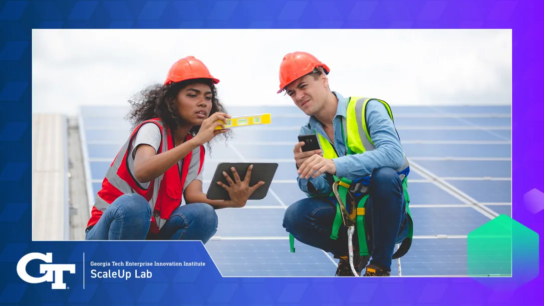 engineers working on solar panels